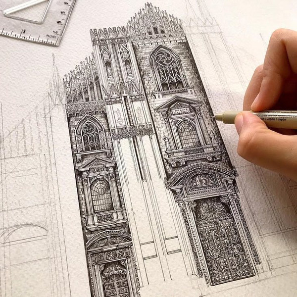Stunning Ink Drawings of Famous Architecture